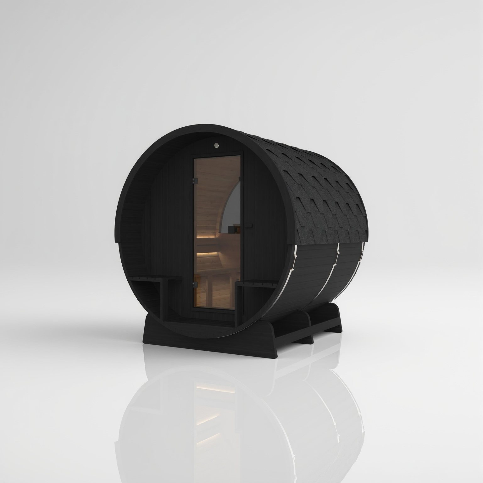 Barrel 210 Nero – Die dunkle Fasssauna – organische Form, moderne Farbe