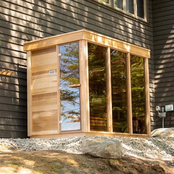 Aussensauna Box NEW – Die kompakte Gartensauna aus Zedernholz – Ofen von 6 bis 9 kW wählbar – Ansicht 3