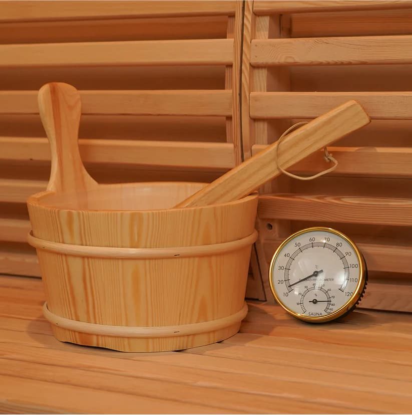 Aussensauna Box NEW – Die kompakte Gartensauna aus Zedernholz – Ofen von 6 bis 9 kW wählbar – Ansicht 5