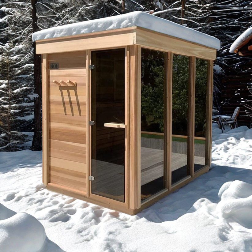 Sauna-Modell Aussensauna Box NEW: Die kompakte Gartensauna aus Zedernholz – Ofen von 6 bis 9 kW wählbar