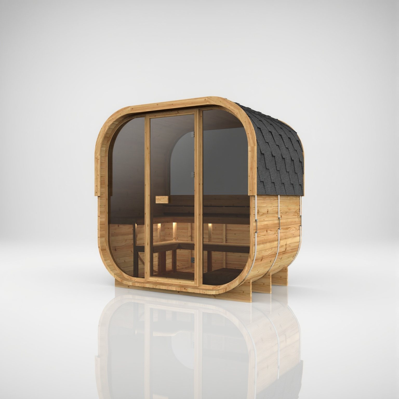 Cube 160 Scandi – Helle Designsauna für zwei – skandinavisch warm im Garten