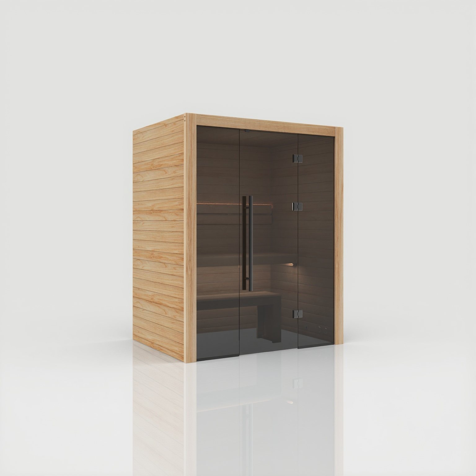 Traditional 160 Scandi – Echte finnische Sauna im hellen skandinavischen Holzkleid – Ansicht 3
