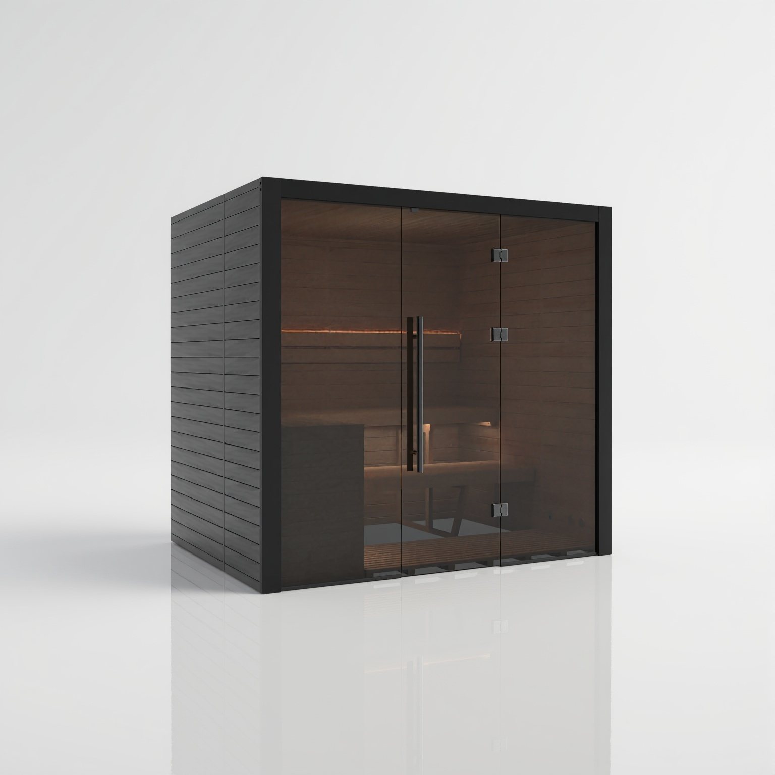 Traditional 210 Nero – Dunkle Sauna-Architektur für drei bis vier Personen – Ansicht 3