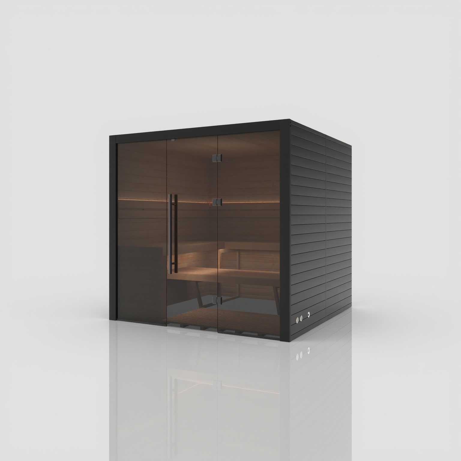 Traditional 210x Nero – Grosszügige dunkle Sauna mit voller Liegelänge