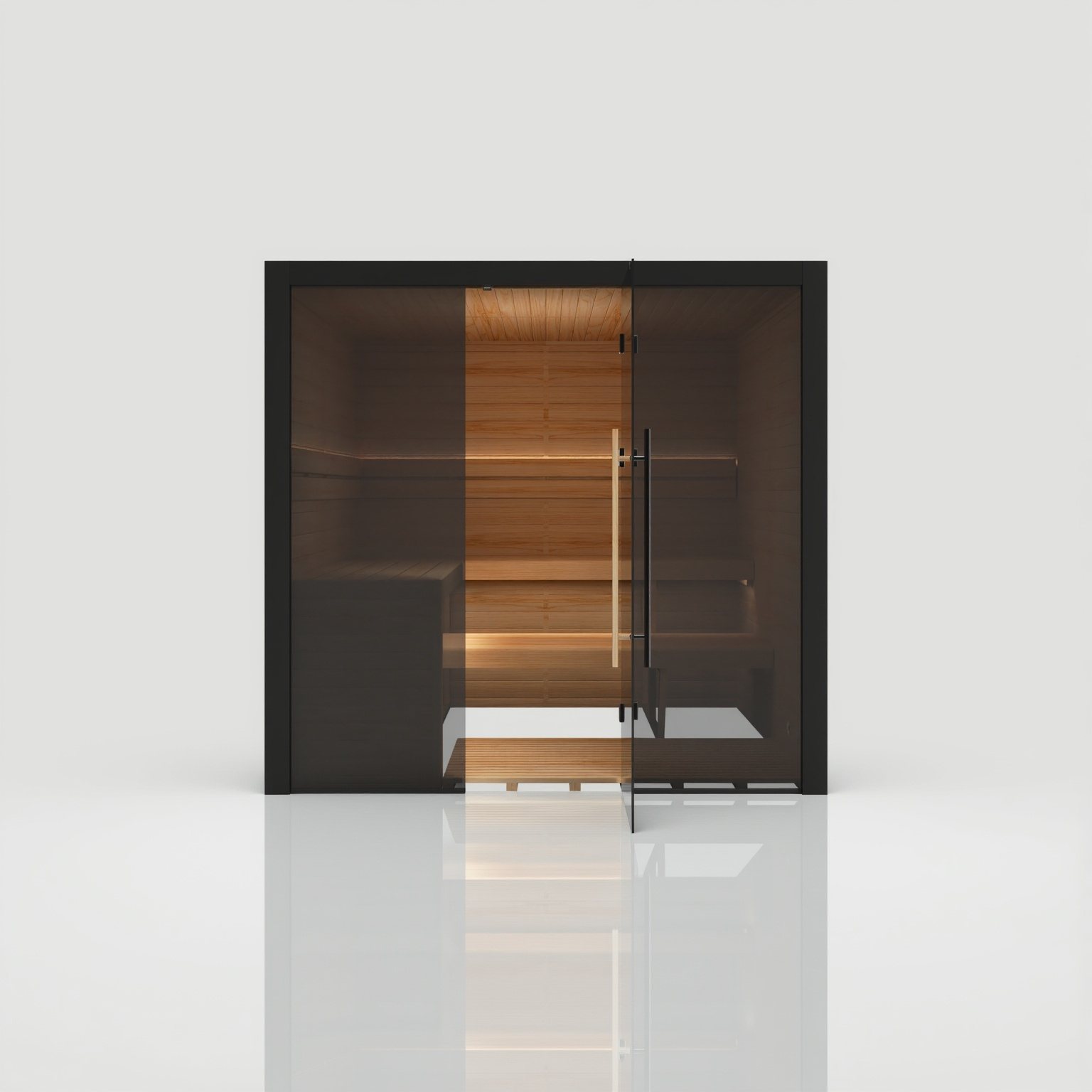 Traditional 210x Nero – Grosszügige dunkle Sauna mit voller Liegelänge – Ansicht 5