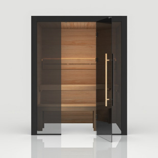 Traditional 160 Nero – Kompakte finnische Sauna in dunklem, architektonischem Nero